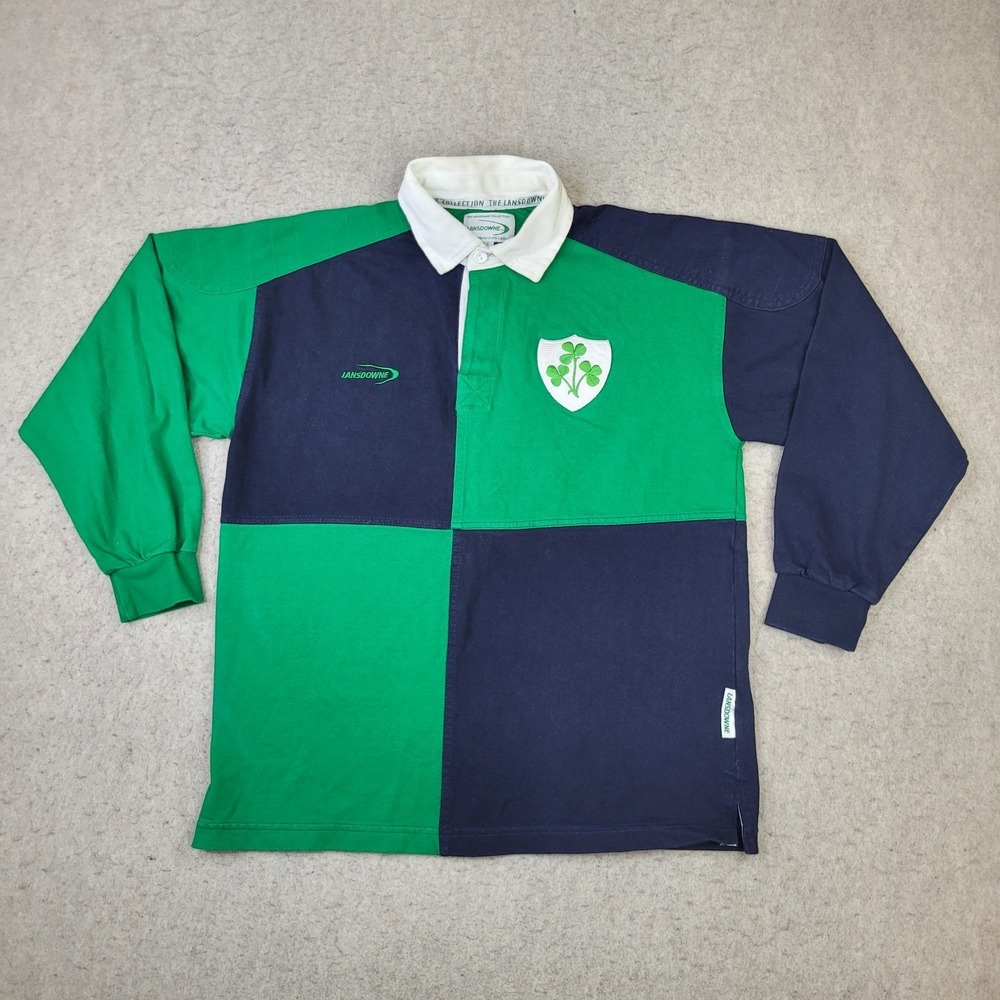 Vintage Lansdowne Ireland Irish Long Sleeve Green Rugby Shirt‎ Adult Small